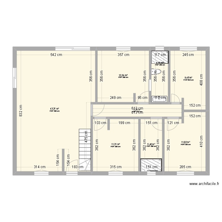 Plan 2. Plan de 8 pièces et 103 m2