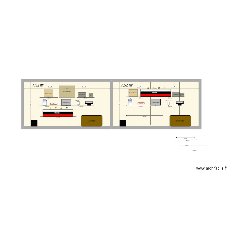 mur Lego. Plan de 2 pièces et 15 m2