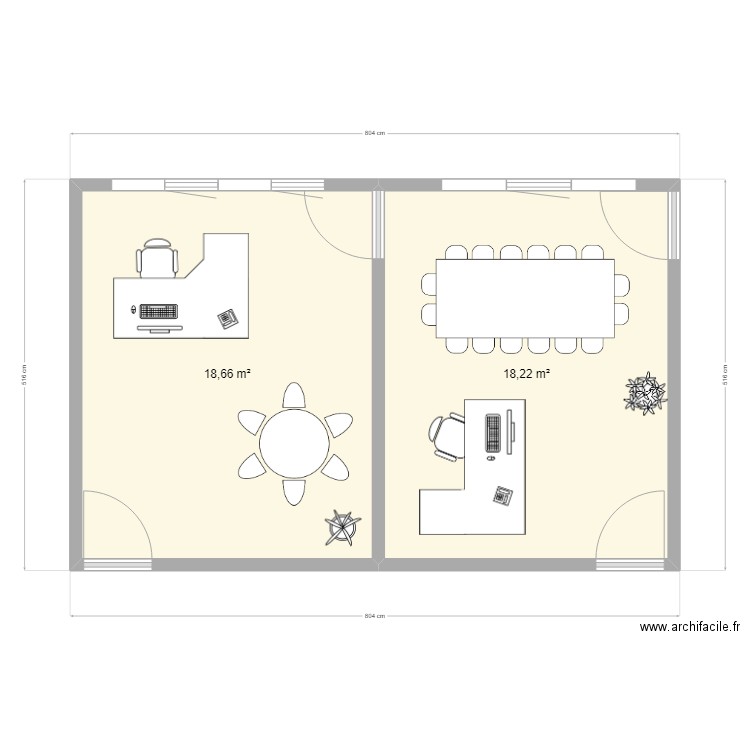 A206. Plan de 2 pièces et 37 m2