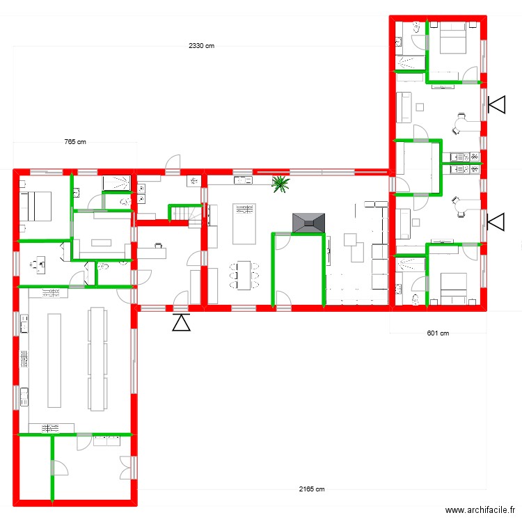 Rez de Chaussée projet 2 Pro. Plan de 20 pièces et 343 m2