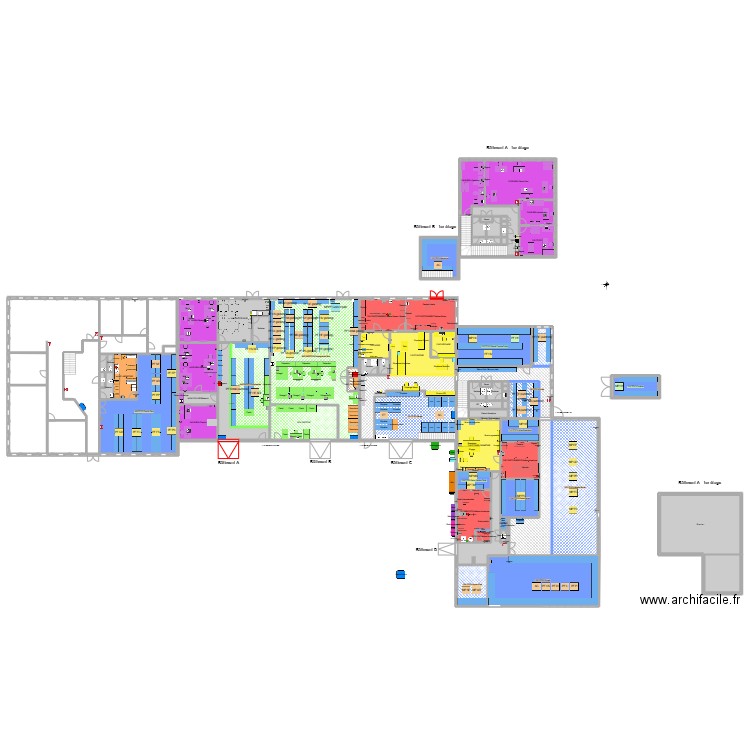 Plan aménagement Camille 2. Plan de 87 pièces et 1542 m2