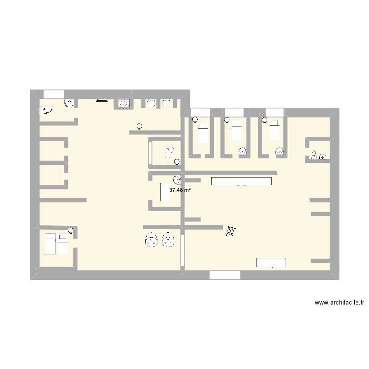 plan institut/SPA. Plan de 1 pièce et 37 m2