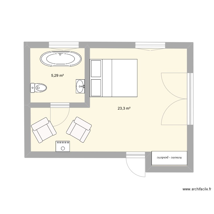 Boco. Plan de 2 pièces et 29 m2