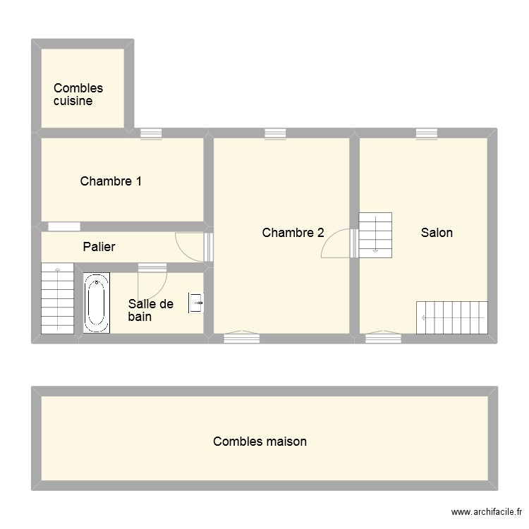 vatnt etage. Plan de 7 pièces et 97 m2