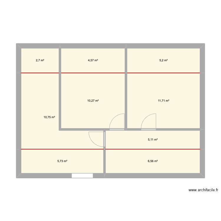 grenier. Plan de 9 pièces et 63 m2