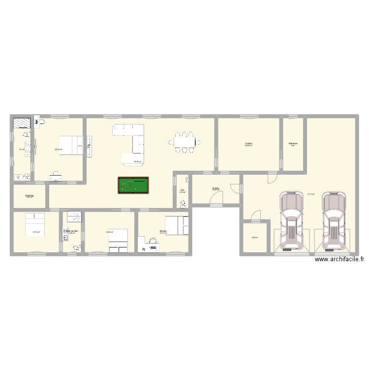 maison 1. Plan de 14 pièces et 293 m2