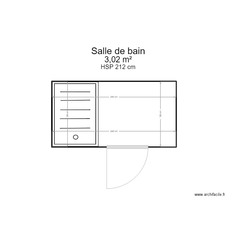 GROLIER SDB. Plan de 1 pièce et 3 m2