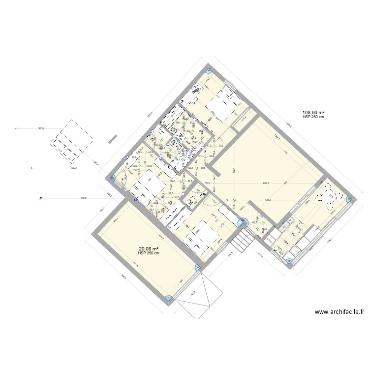 Claude monet 2. Plan de 2 pièces et 129 m2