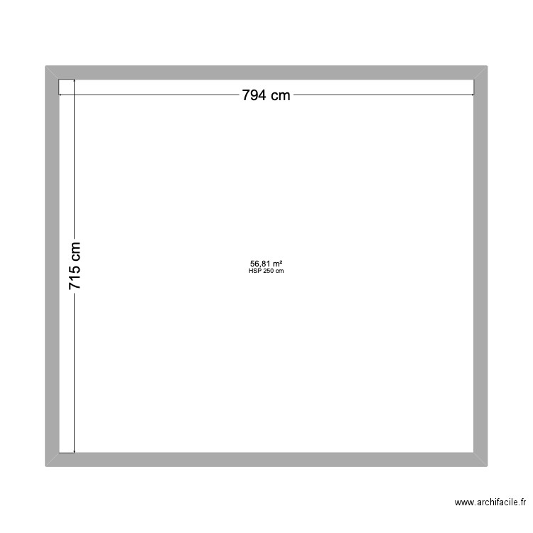 plan combles existant. Plan de 1 pièce et 57 m2