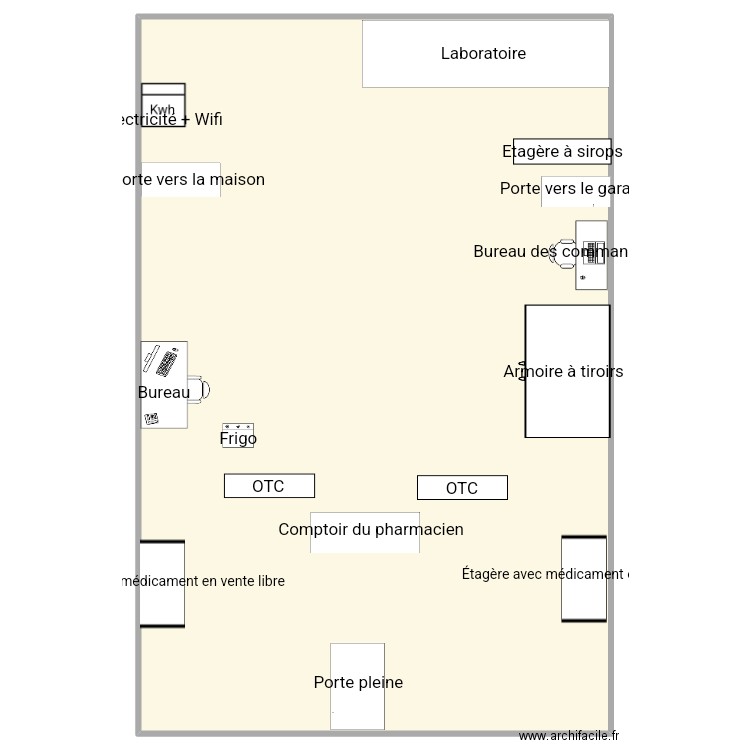 Officine pédagogique. Plan de 1 pièce et 1238 m2