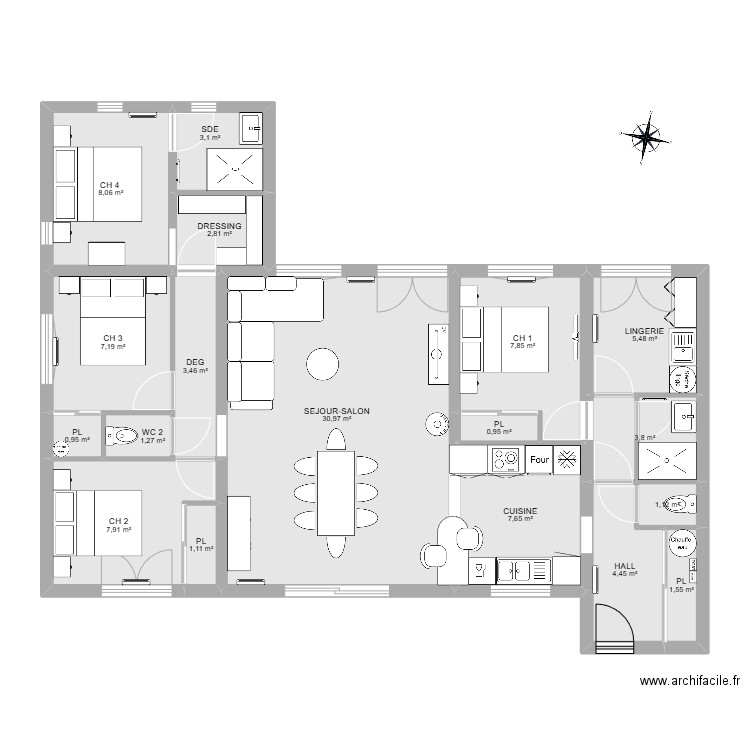 BRETI 8. Plan de 18 pièces et 100 m2