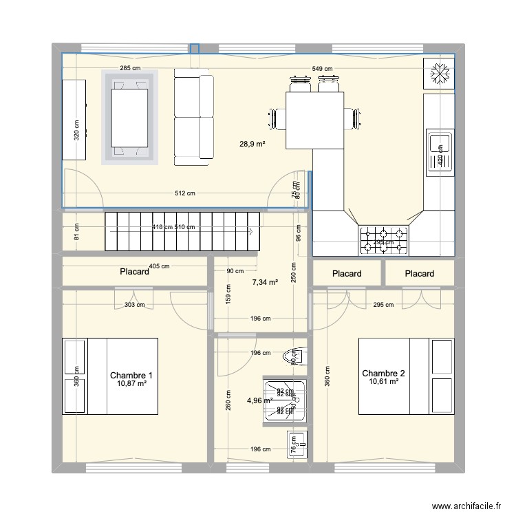 Motte Brulon 2ème maison. Plan de 8 pièces et 66 m2