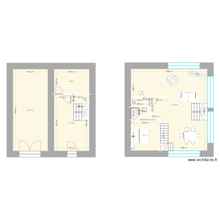 grange à renover. Plan de 6 pièces et 127 m2