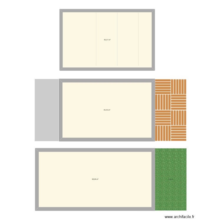 Bases_etages. Plan de 3 pièces et 147 m2