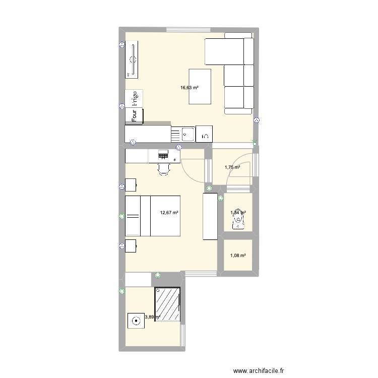 APPARTEMENT REIMS V3. Plan de 6 pièces et 37 m2