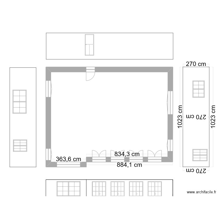 RDC avant la modification des fenêtres. Plan de 0 pièce et 0 m2