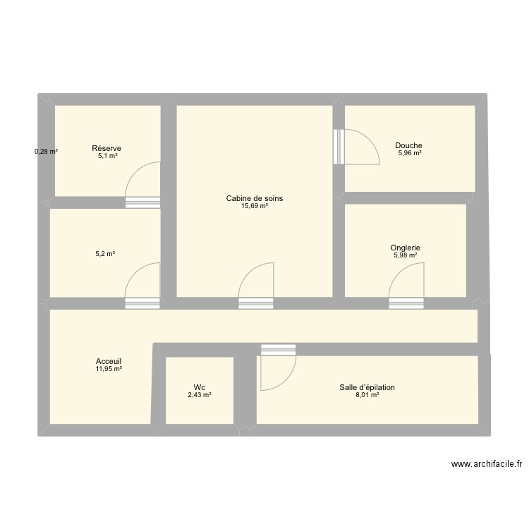 Institut . Plan de 9 pièces et 61 m2