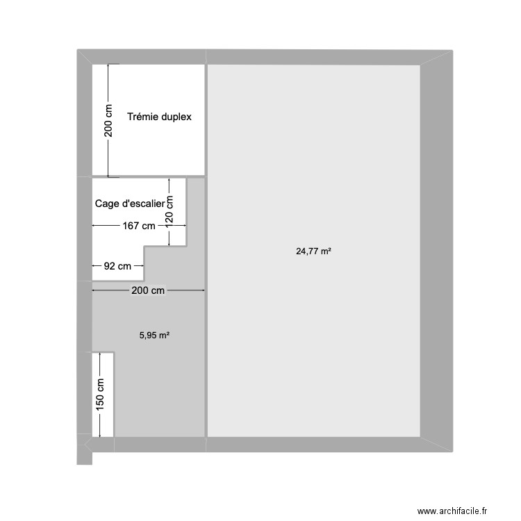zoom plancher 1 er étage Schuman pour RDC. Plan de 5 pièces et 38 m2