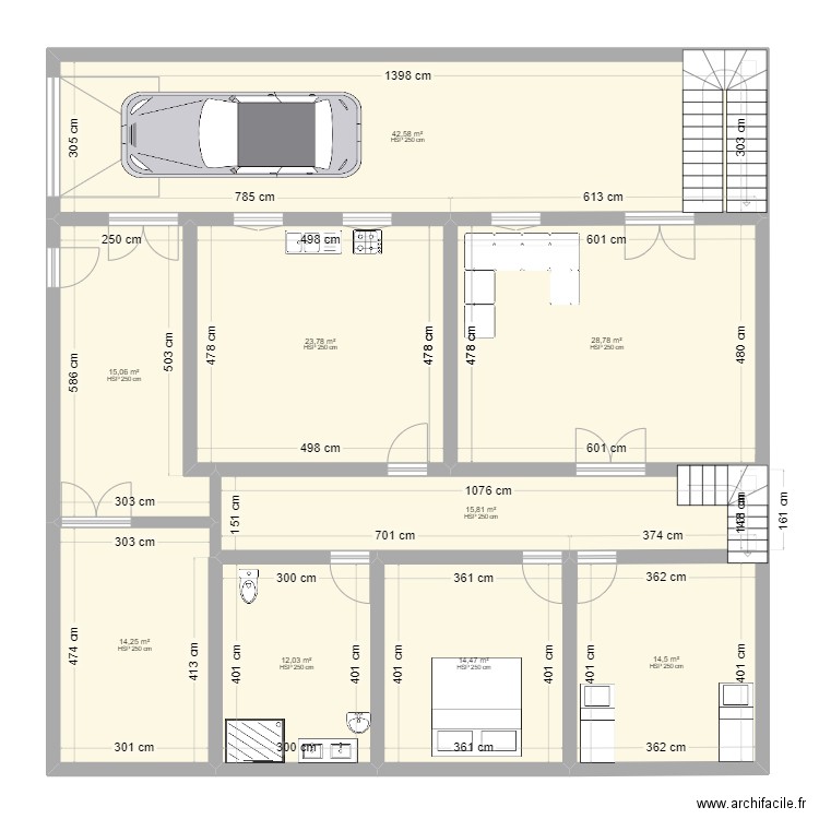 projet . Plan de 9 pièces et 181 m2