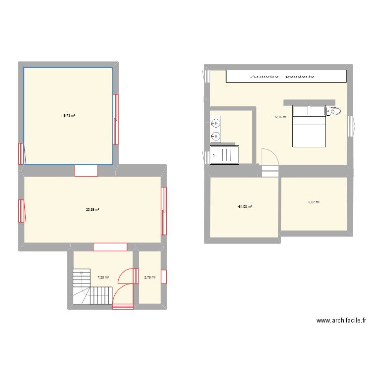 maison. Plan de 7 pièces et 98 m2