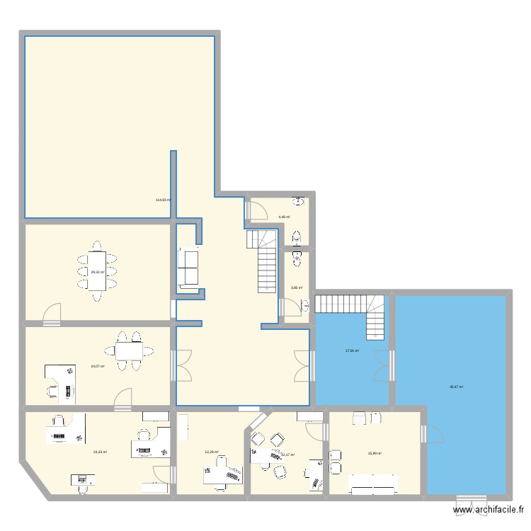 Planninf v1. Plan de 11 pièces et 299 m2