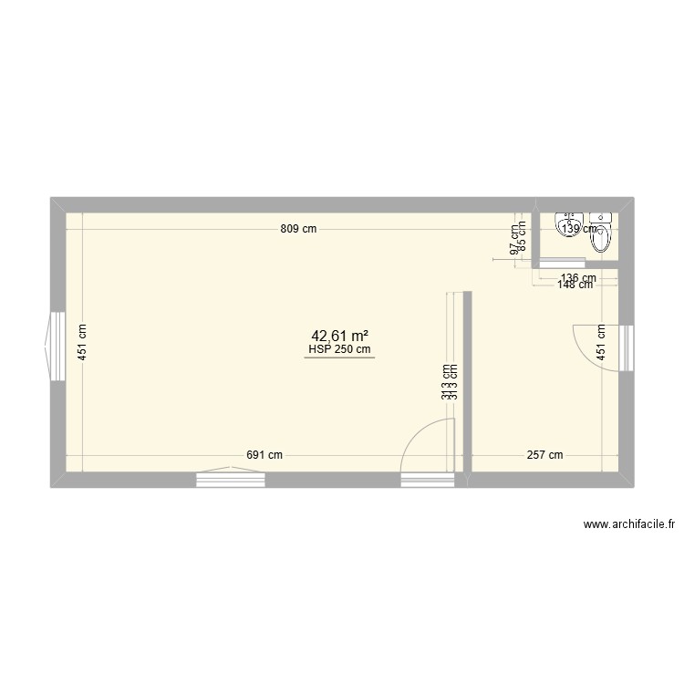 grange AVANT 4. Plan de 1 pièce et 43 m2