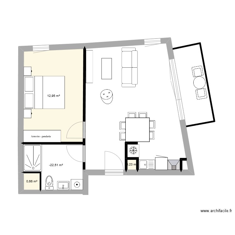 clement. Plan de 4 pièces et 20 m2