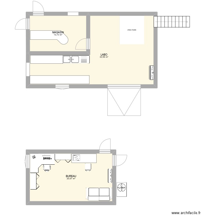 ATELIER PATES. Plan de 3 pièces et 64 m2