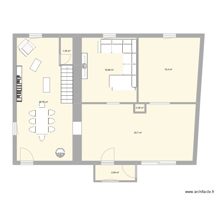 Maison Ste Marie RDC plan 2 . Plan de 7 pièces et 101 m2