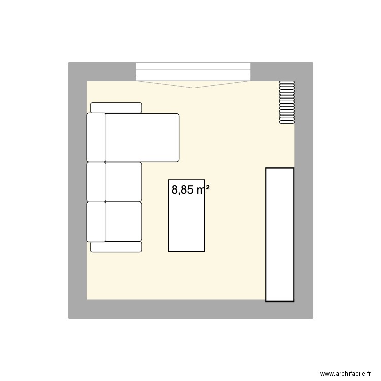 Salon. Plan de 1 pièce et 9 m2