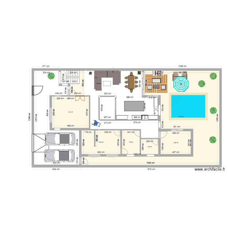 plan 002. Plan de 7 pièces et 175 m2