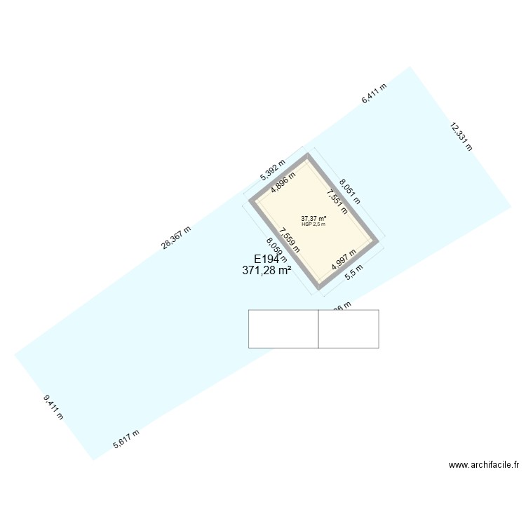 PLAN DE MASSE GARAGE. Plan de 1 pièce et 37 m2