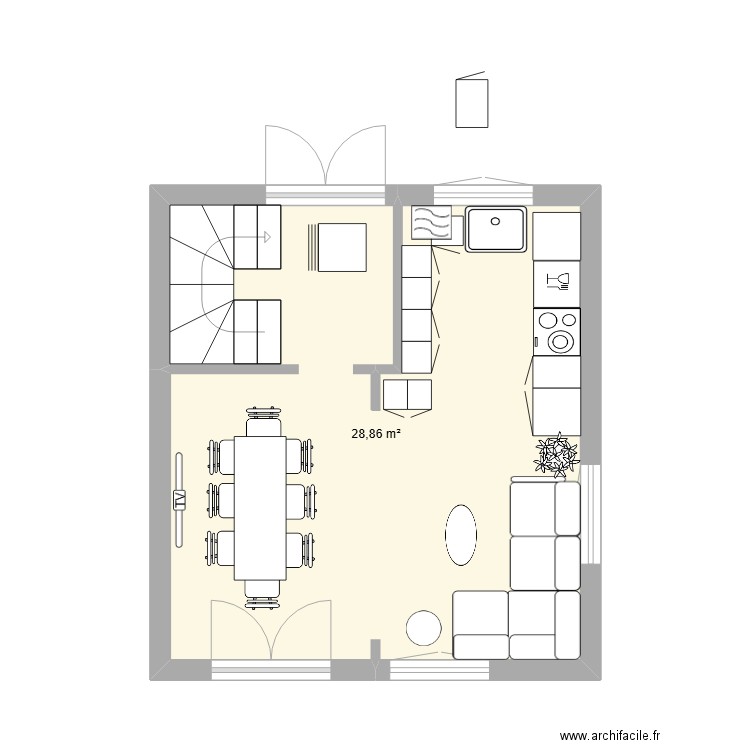 villedieu 2. Plan de 1 pièce et 29 m2