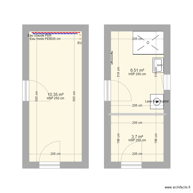 PESKENS. Plan de 3 pièces et 21 m2