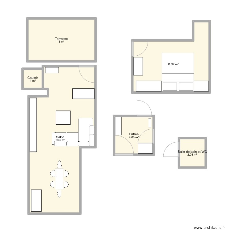 Béthusy 8. Plan de 6 pièces et 51 m2