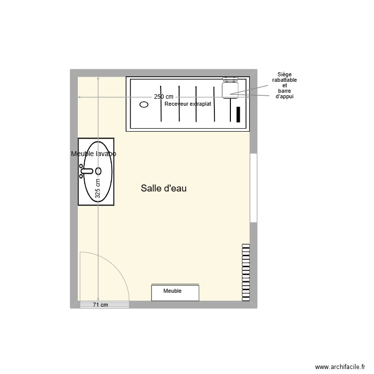 CANAL SDB adaptation. Plan de 1 pièce et 8 m2