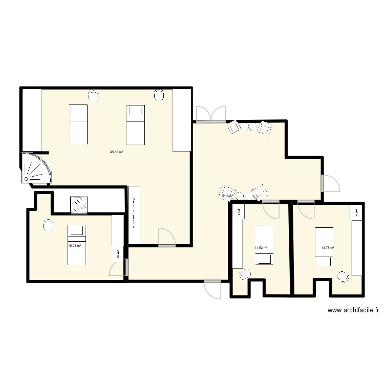 Spa 1. Plan de 5 pièces et 118 m2