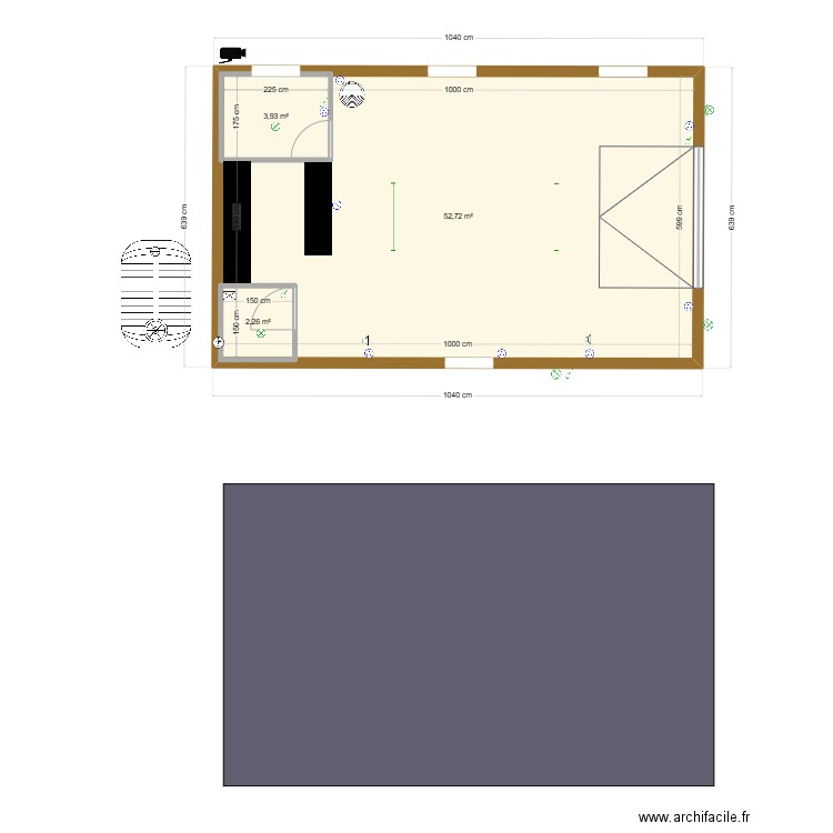 garage v2. Plan de 3 pièces et 66 m2