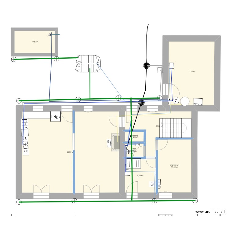 plan3. Plan de 8 pièces et 130 m2