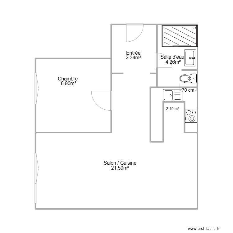 Bertrand. Plan de 4 pièces et 45 m2