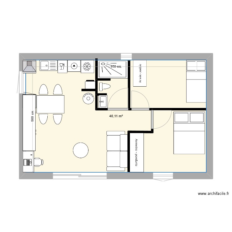 castel. Plan de 1 pièce et 40 m2