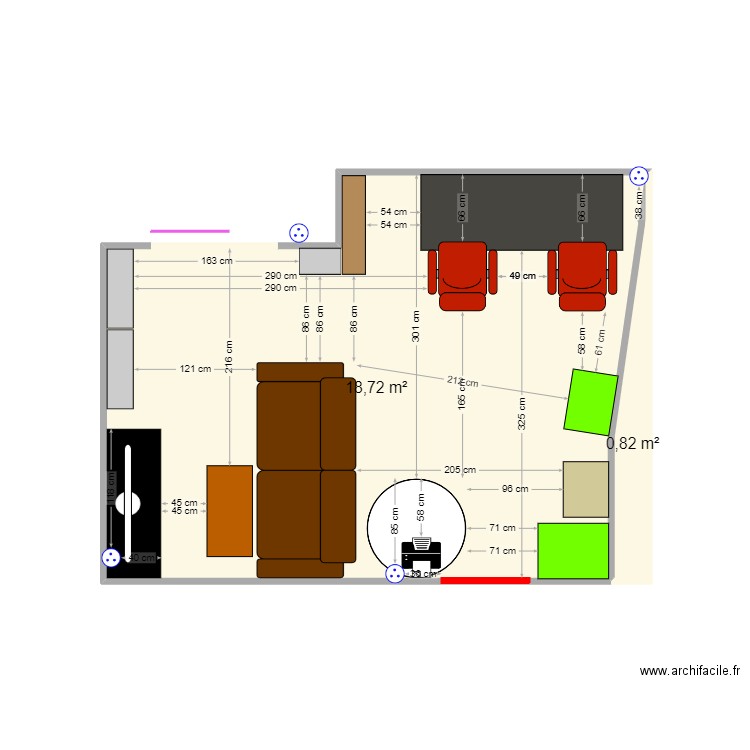 appartement idée 1 fini. Plan de 2 pièces et 20 m2