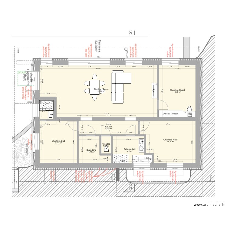 Viuz - RDC. Plan de 9 pièces et 102 m2