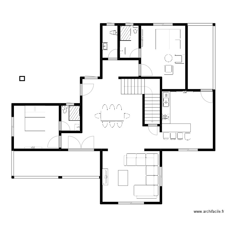 VILLA 2. Plan de 8 pièces et 137 m2