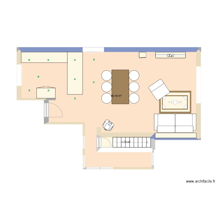 luminere. Plan de 2 pièces et 51 m2