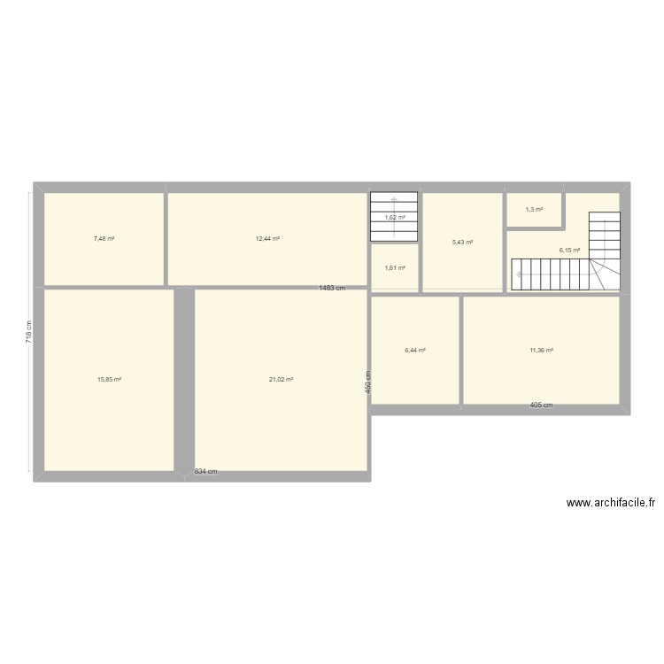 dbaa. Plan de 16 pièces et 140 m2