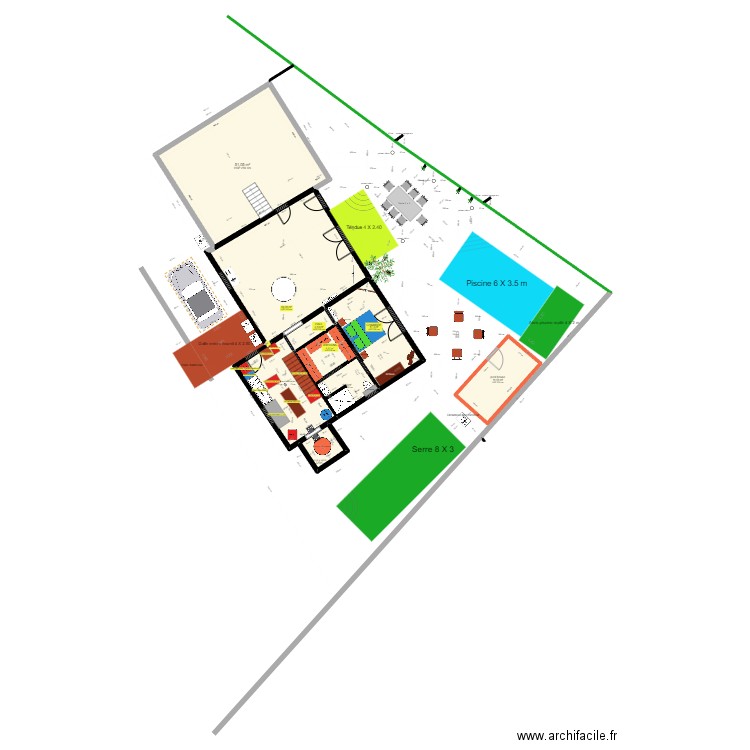 extension projet25 avec plan cadastre. Plan de 8 pièces et 163 m2