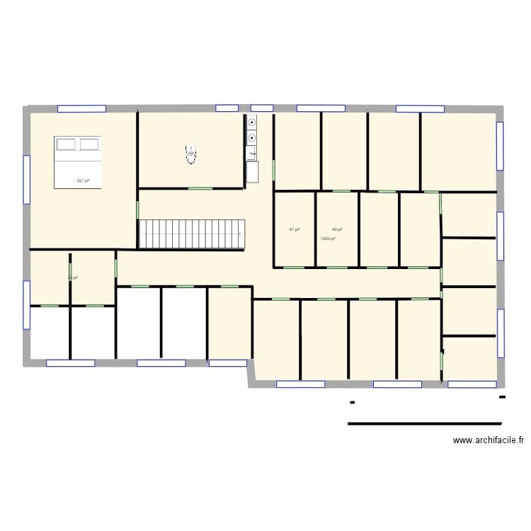 AGRANDISSEMENT PETITS VACANCIERS. Plan de 5 pièces et 165 m2