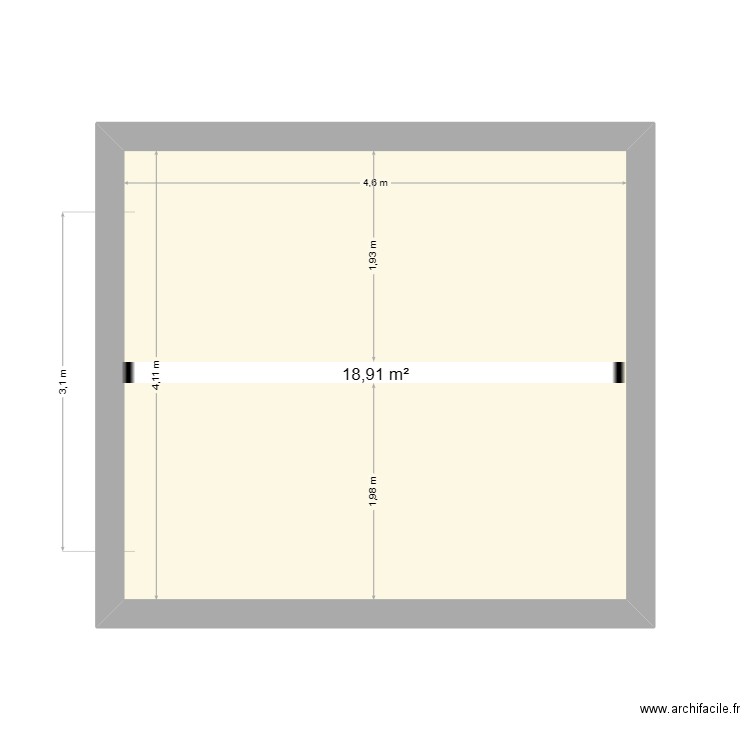 Studio. Plan de 1 pièce et 19 m2