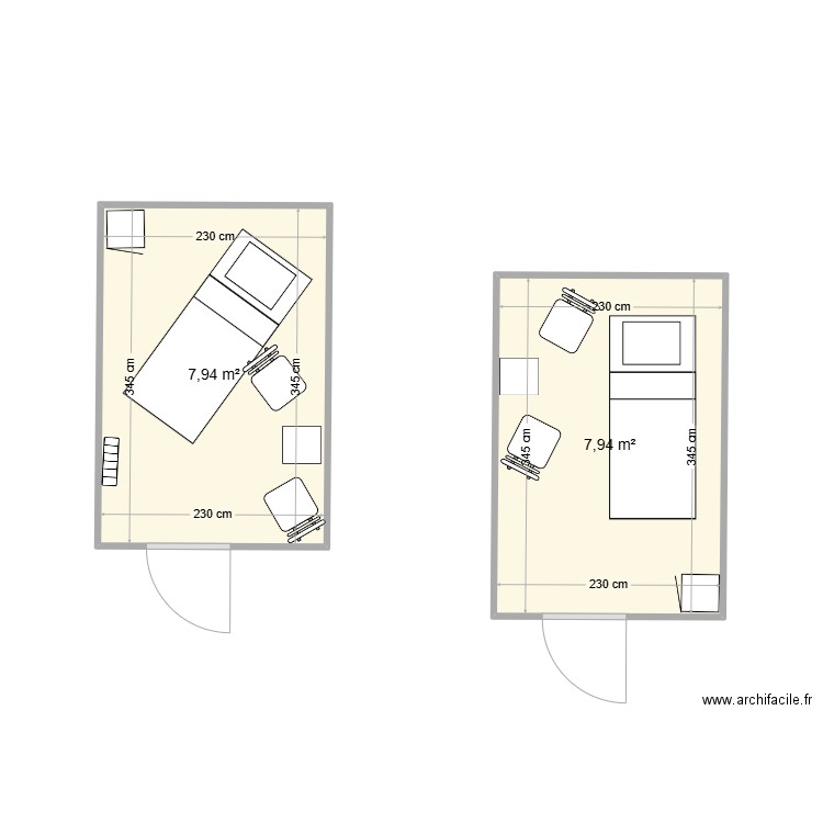 roulotte. Plan de 2 pièces et 16 m2